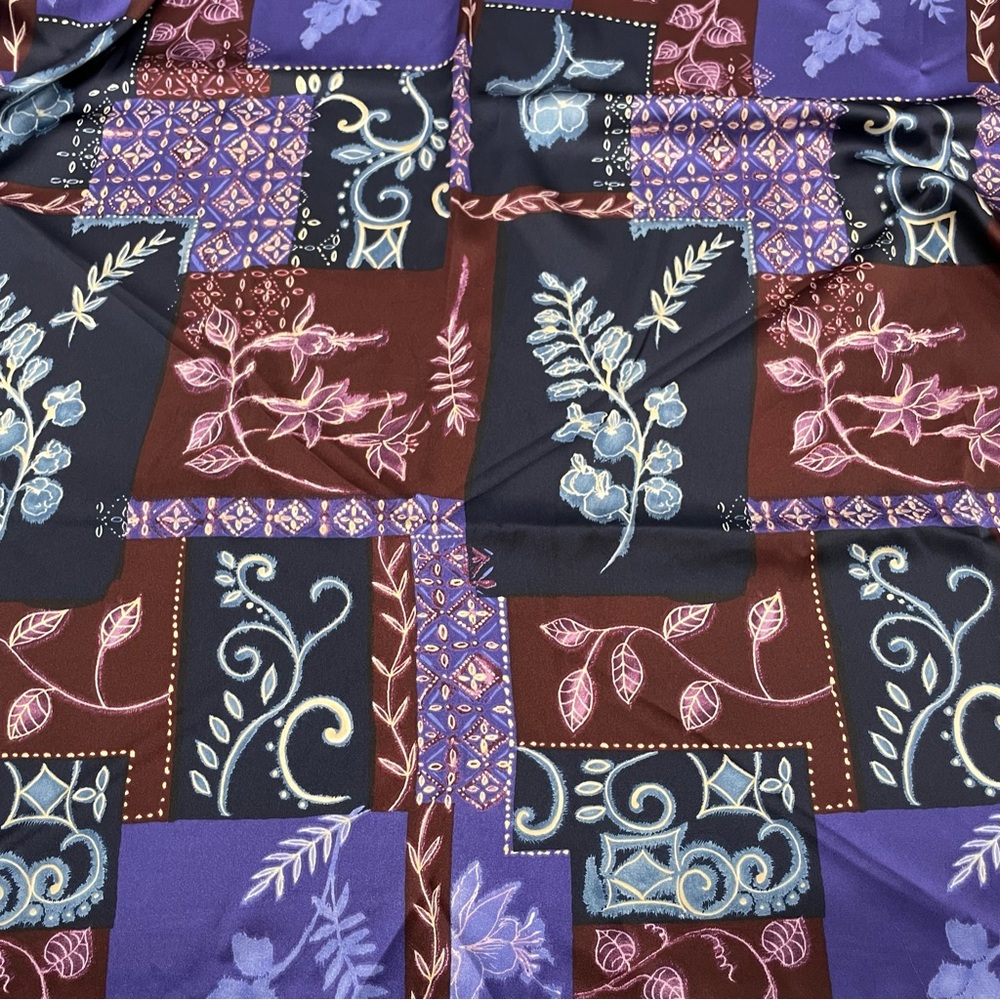 Floral Fabric Purple‎ Wine Blue 2 Yds Crafting Apparel Abstract Blocky Patchwork